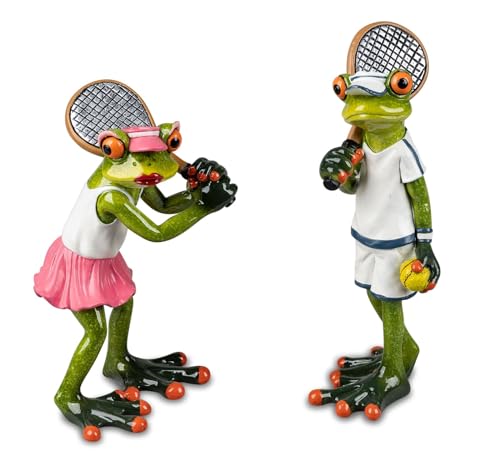 formano 2er Set lustige Frösche Tennisspieler 18 cm Figur Froschpaar Deko Tennis von formano