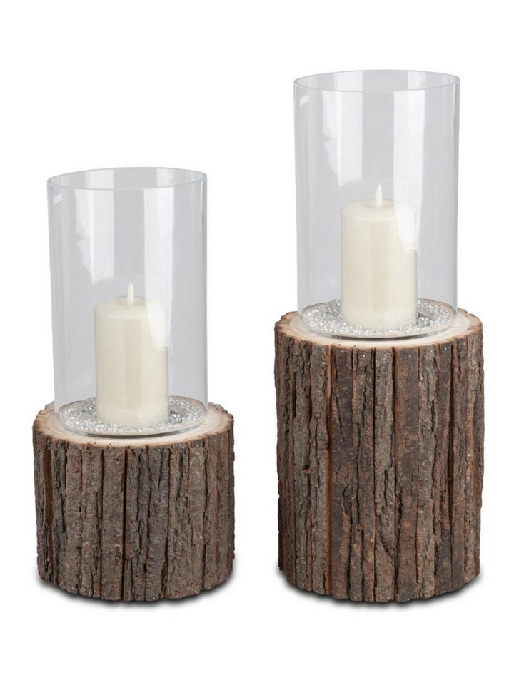 formano Windlicht Baumstamm, Natur H:40cm D:17cm Holz + Glas von formano