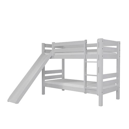 fornera f25 Massivholz Etagenbett für 2 Kinder aus Kernbuche 90x200cm - Doppelstockbett Hochbett mit Lattenrost - Kinderhochbett mit Treppe von fornera