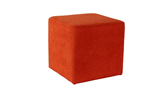 fornera f66 Cube Sitzwürfel Polsterwürfel Polsterhocker Sitzpouf Pouf Hocker Fußhocker Sitzbank Hocker Stoffhocker, viele Farben, hochwertige Polsterung, Kunststofffüße (Sunset orange) von fornera