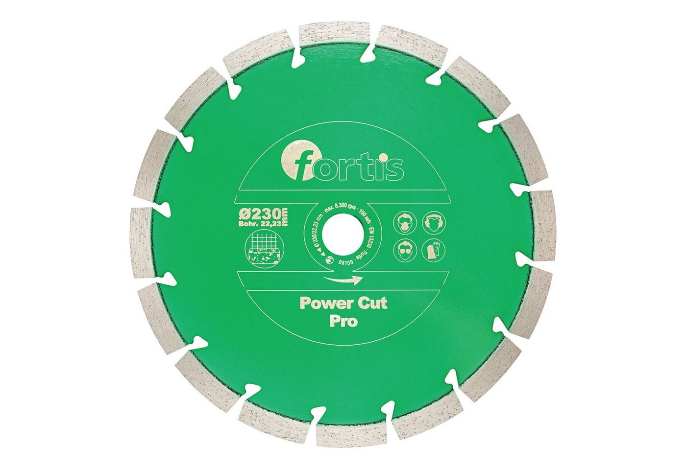 fortis Trennscheibe, Ø 180 mm, Diamant Power Cut Pro Ø lasersegmentiert 12 mm Bohrung 22,2 mm von fortis