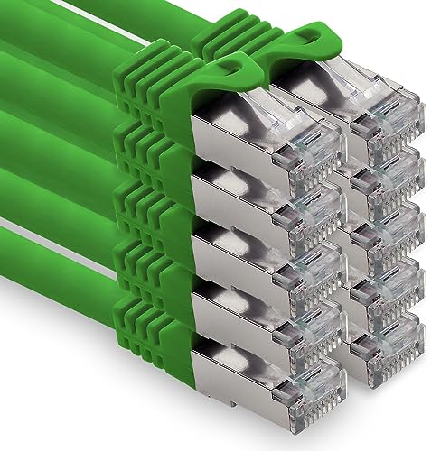 freiwerk 0,5m - grün - 10 Stück CAT.7 Netzwerkkabel Lan Ethernet Patch Kabel S-FTP LSZH PIMF 10GB s RJ45 Stecker Cat6a von freiwerk
