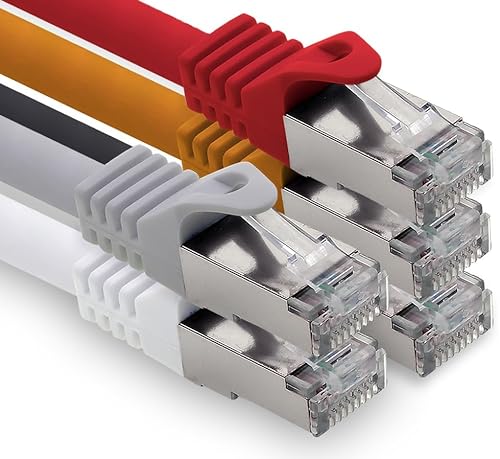 freiwerk 1,0m - 5 Farben 01 CAT.7 Netzwerkkabel Lan Ethernet Patch Kabel S-FTP LSZH PIMF 10GB s RJ45 Stecker Cat6a von freiwerk