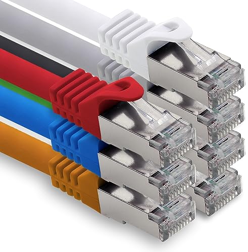freiwerk 1,0m - 7 Farben - 7 Stück CAT.7 Netzwerkkabel Lan Ethernet Patch Kabel S-FTP LSZH PIMF 10GB s RJ45 Stecker Cat6a von freiwerk
