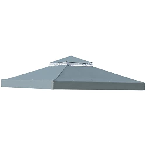 frides Ersatzdach Dachplane Für Pavillon 3x3 Meter, Ersatzdach Pavillon 3x3 Wasserdicht Sonnenschutz Doppeldach Schutzhaube, PCV Gartenpavillon 200g/m² (Farbe : Dark Gray) von frides