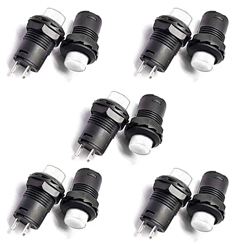 10x Drucktaster rund Taster 12mm DIY Druckschalter AC 1,5A/230V 12V NON-Momentan button Schalter | Weiß von fuchswerk