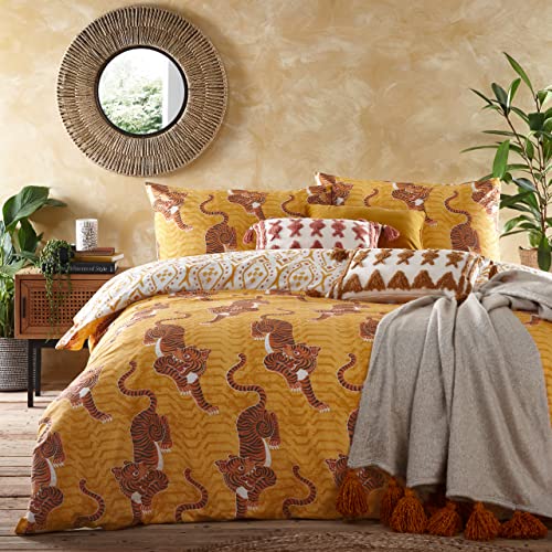 furn. Tibetan Tiger Super King Bettbezug-Set, Baumwolle, Polyester, Senfgelb von furn.