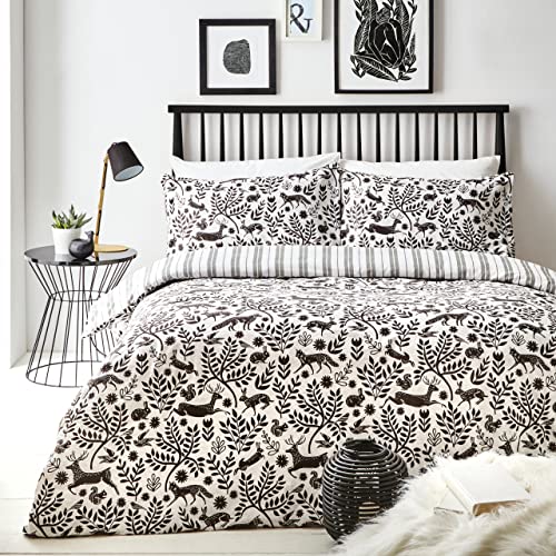 furn. Skandi Woodland Duvet Cover Set, Baumwolle, Coal, Double von furn.