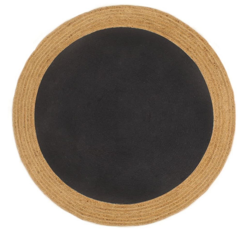 Teppich Geflochten Schwarz & Natur 90 cm Jute & Baumwolle Rund, furnicato, Runde von furnicato