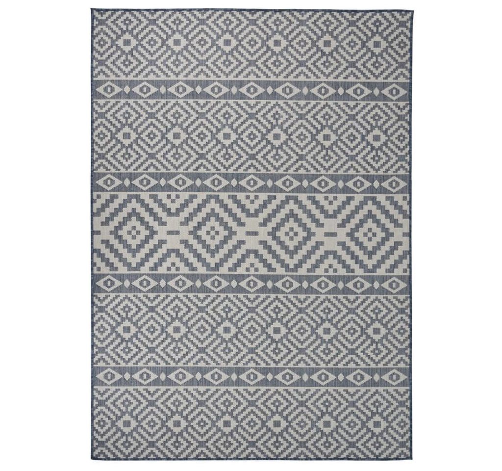 Teppich Outdoor-Flachgewebe 120x170 cm Blau Gestreift, furnicato, Rechteckig von furnicato