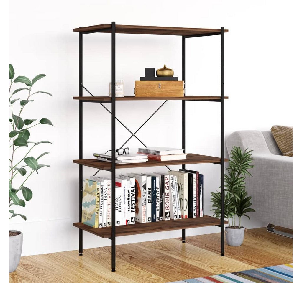 furnicato Bücherregal Regal mit 4 Böden Schwarz und Natur 80x40x130 cm von furnicato