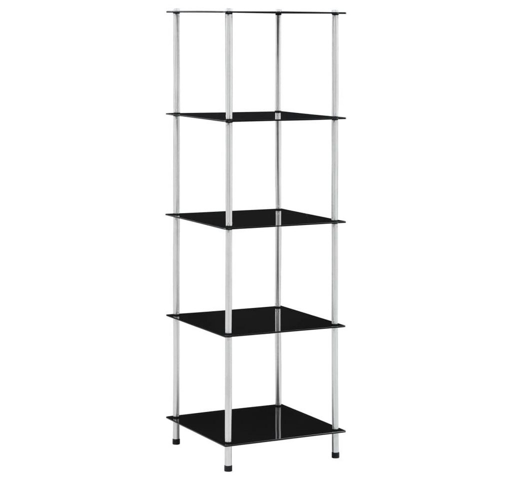 furnicato Bücherregal Regal mit 5 Ablagen Schwarz 40x40x130 cm Hartglas von furnicato