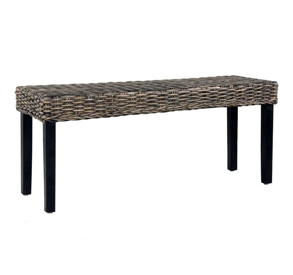 furnicato Truhenbank Sitzbank 110 cm Schwarz Natur Kubu-Rattan und Massivholz Mango von furnicato