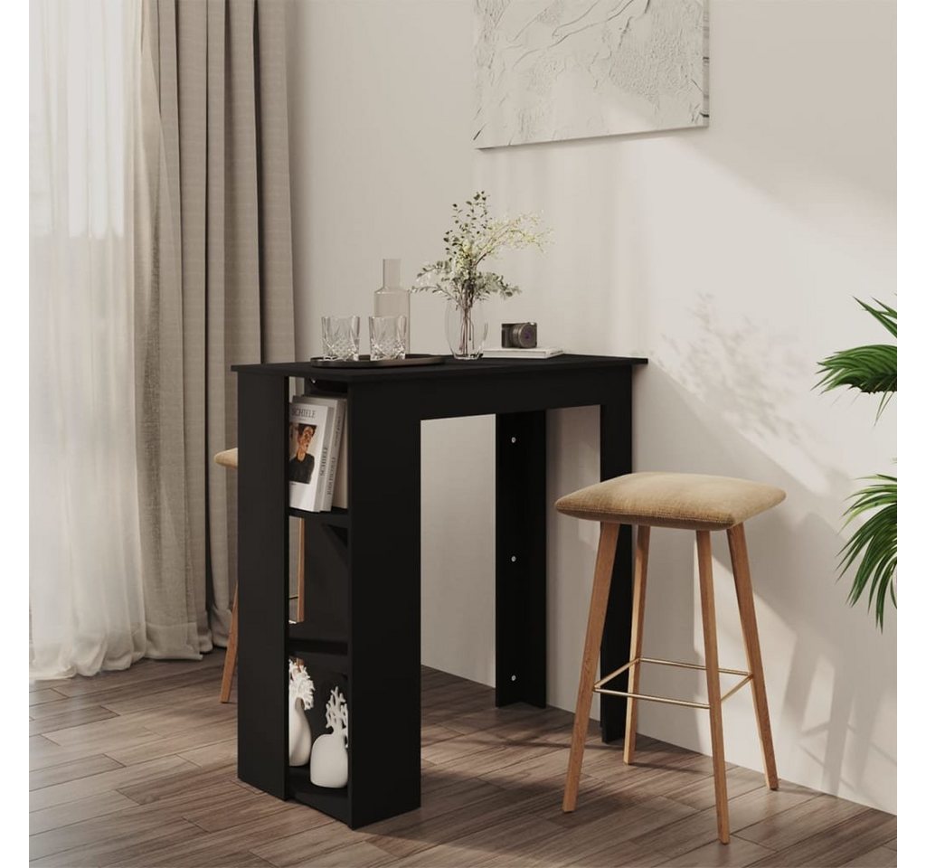 furnicato Esstisch Bartisch mit Regal Schwarz 102x50x103,5 cm Holzwerkstoff von furnicato