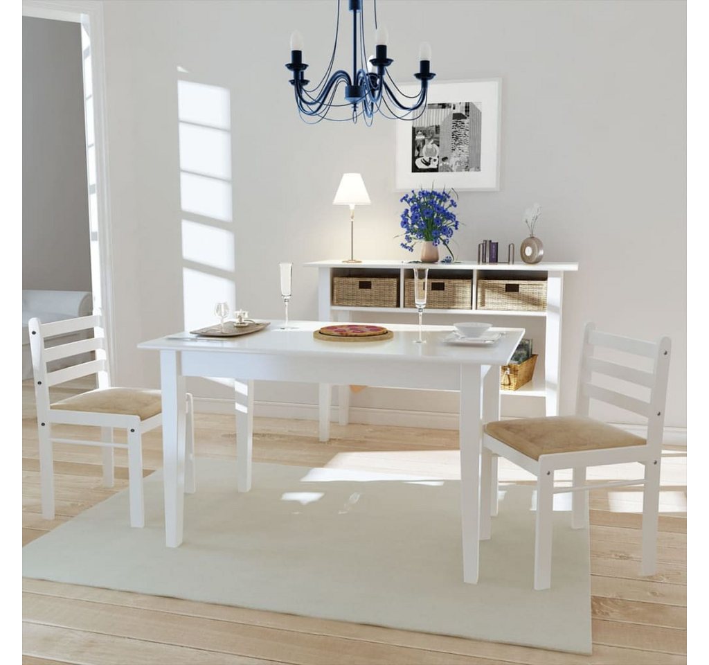 furnicato Esszimmerstuhl Esszimmerstühle 2 Stk. Weiß Gummibaum Massivholz und Samt (2 St) von furnicato