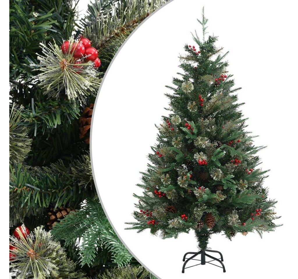 furnicato Künstlicher Weihnachtsbaum Weihnachtsbaum mit Zapfen Grün 120 cm PVC & PE von furnicato