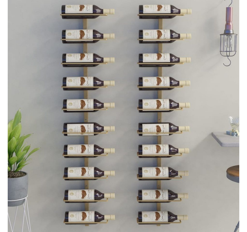 furnicato Weinregal Wand-Weinregale für 10 Flaschen 2 Stk. Golden Metall von furnicato
