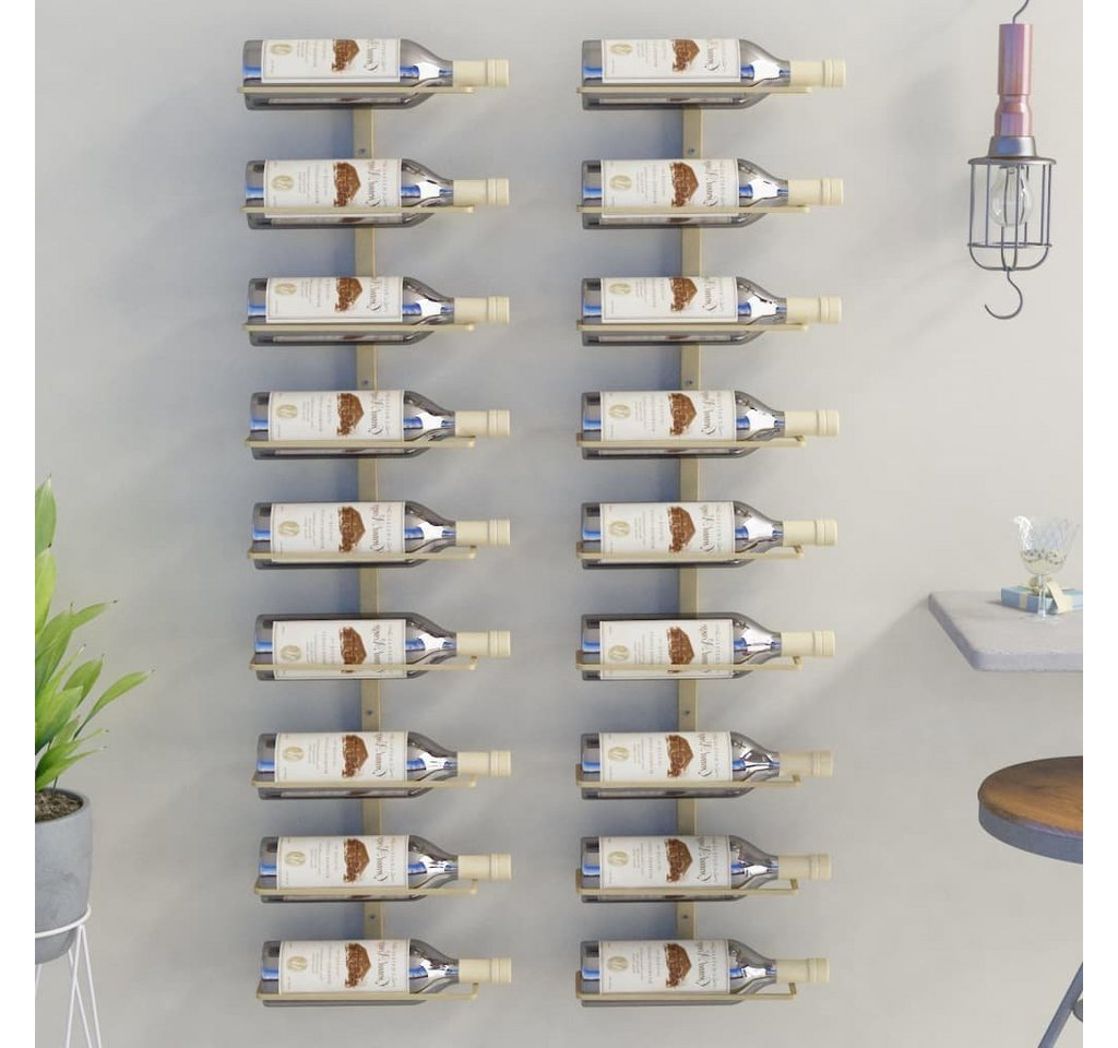 furnicato Weinregal Wand-Weinregale für 9 Flaschen 2 Stk. Golden Eisen von furnicato