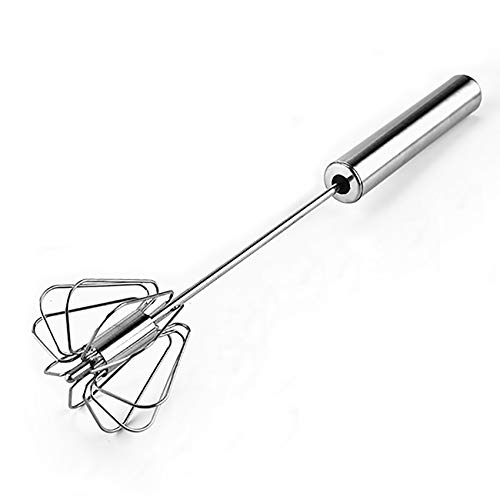 Multifunktion Edelstahl Rühren, Spring mechanischer halbautomatischer Schneebesen, Milchaufschäumer, Eier Mischen, Sahne Schäumen, Spülmaschinenfest, Soße Hand Whisk, 1 Stück, 26 * 6 * 6cm von fuxunamz