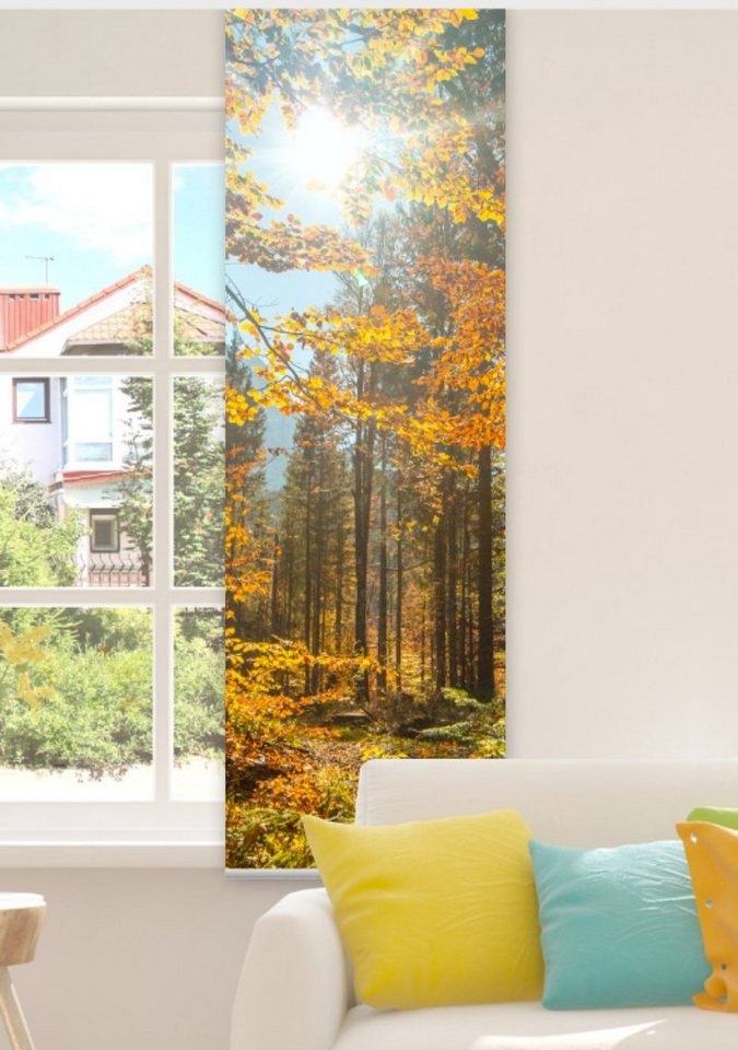 Schiebegardine Herbstsonne Flächenvorhang für kleine Fenster 180 cm hoch - B-line, gardinen-for-life von gardinen-for-life