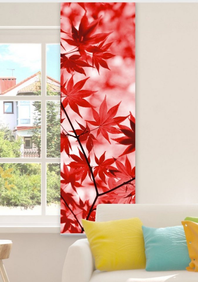 Schiebegardine Roter Herbst Flächenvorhang für kleine Fenster 180 cm hoch - B-line, gardinen-for-life von gardinen-for-life