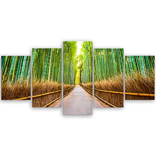 ge Bildet Bild auf Leinwand | Bambus Wald in Kyoto - Japan - natur blumen grün J in 100x50 cm mehrteilig als Wandbild | Wand-deko Dekoration Wohnung modern Bilder | 2213 von ge Bildet