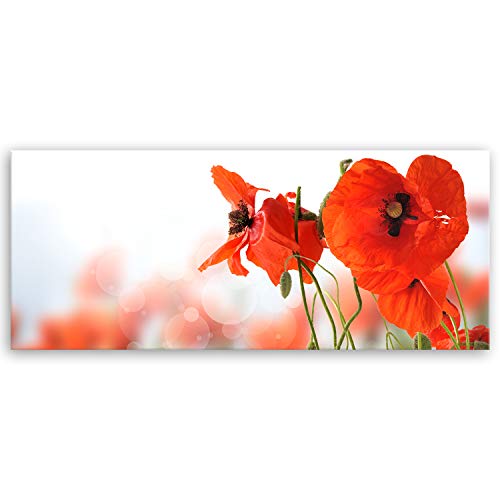 ge Bildet Bild auf Leinwand | Mohn - Blumen Rot Natur D in 120x50 cm als Panorama Wandbild XXL | Wand-deko Dekoration Wohnung modern Bilder | 2206 von ge Bildet