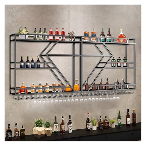 Weinregal zur Wandmontage, Barregal zur Anzeige von Likörflaschen, Weinregal mit LED-Licht mit Weinglashalter, für Küche, Wohnzimmer, Bar Weinregal zur Wandmontage, Barregal zur Anzeige von Likörflaschen, Weinregal mit LED-Licht mit Weinglashalter, für Küche, Wohnzimmer, Bar von generic