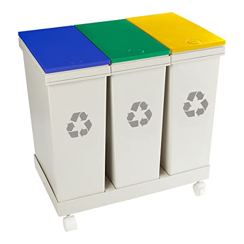 genialo Mülltrennsystem, Sammelbehälter 60l, Recycling System Mülleimer, 3 Fächer, 53 x 33,5 x 52,5 cm von genialo