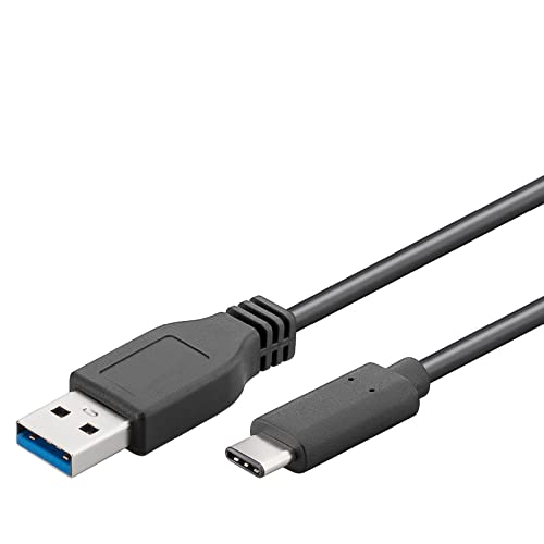 Goobay 67890 SuperSpeed 3.1 USB C -> USB 3.0 (Typ A) Ladekabel, Datenkabel, Unterstützt Charging & Sync, 3-Fach geschirmt, 1m, schwarz von Manhattan