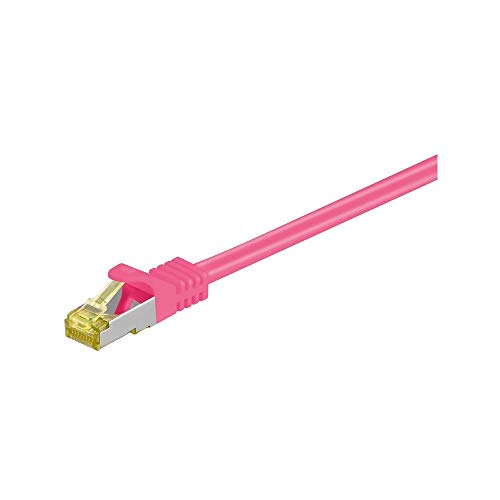 Goobay 91587 RJ45 Patchkabel CAT 6A S/FTP (PiMF) mit CAT 7 Rohkabel / 500 MHz Netzwerkkabel / Internetkabel RJ 45 Stecker / LAN Kabel / Magenta 1m von goobay