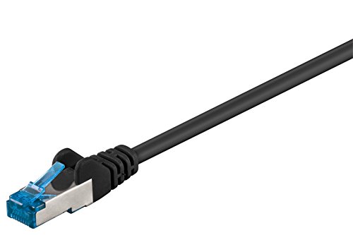 Goobay 92696 CAT 6a PatchKabel, EthernetKabel, doppelt geschirmt, S-FTP bis 10000 Mbits, 500 Mhz, halogenfrei Kupfer Kabel, RJ-45 Stecker, vergoldete Kontakte, 0,5m, Schwarz von goobay