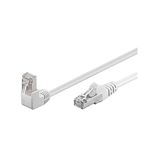 Goobay 94178 CAT.5e F/UTP Patch-Kabel 90° nach oben gewinkelt, gerade / oben gewinkeltes Netzwerkkabel, doppelt geschirmt, 1 Meter, weiß von goobay