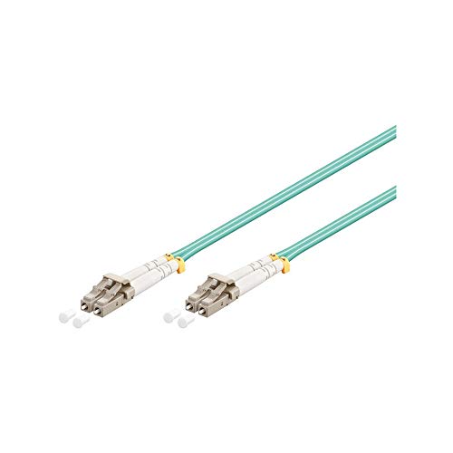 Goobay 95751 Glasfaser Kabel Multimode OM3 Aqua Duplex / LC UPC Stecker auf LC UPC Stecker / Lichtwellenleiter LWL Kabel halogenfrei / Türkis / Glasfaserkabel 1m von goobay