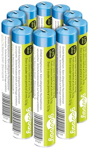 goobay 10x Lötzinn 1.0mm 012,5g – bleifrei für präzises und sicheres Löten, Lötkolben für Professionelle Anwendungen goobay 10x Lötzinn 1.0mm 012,5g – bleifrei für präzises und sicheres Löten, Lötkolben für Professionelle Anwendungen von goobay