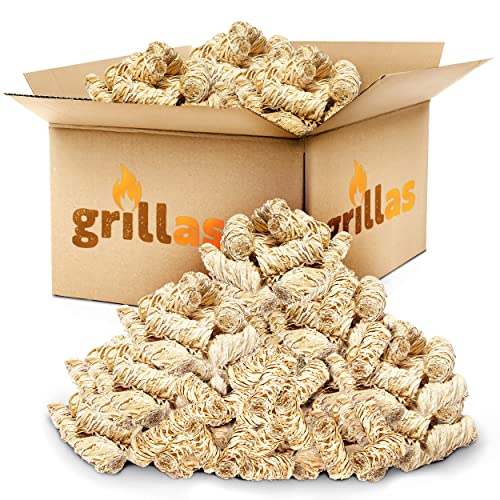 grillas 15 kg Bio-Kaminanzünder und Grillanzünder aus Holzwolle, in Wachs getränkt | Kohleanzünder | Wachsanzünder | Anzündwolle | Anzündhilfe | ohne Rückstände von grillas