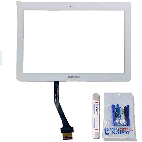 gsmschermkapot Touchscreen Touchscreen Digitizer Glasscheibe + Objektivabdeckung Reparatur Fix Ersetzen Sie Ersatzteil für Samsung GT-P5100 P5113 N8000 N8013 N8013 Galaxy Tab 2 10.1 (Weiß) von gsmschermkapot