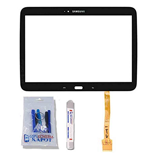 gsmschermkapot für Samsung Galaxy Tab 3 10.1 P5200 P5210 Weißer Touchscreen Digitizer Panel Glasersatzteil + Vorinstallierter Klebstoff mit Tools-Kit (Schwarz) von gsmschermkapot