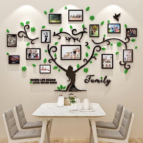 Wandtattoo Baum Wandaufkleber Family Stammbaum - 3D DIY Wandsticker Wall Stickers 15x20 13x18 10x15 Wanddeko Deko Wandtattoo Baum für Wohnzimmer Schlafzimmer Sofa Wandbilder Grün （137 * 210 cm） von guangmu