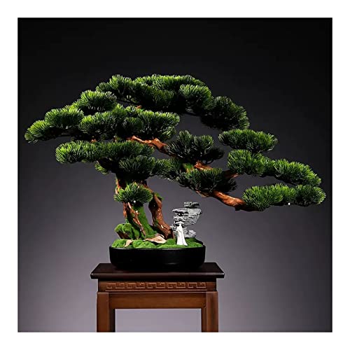 Künstlicher Bonsai-Baum Künstlicher Bonsai-Baum, künstliche Topfpflanze mit schwarzem Topf, großer künstlicher Bonsai-Baum, künstliche Zimmerpflanzen im Topf, 47 cm hoch (grün) Bonsai Kunstpflanze von guiling-1986