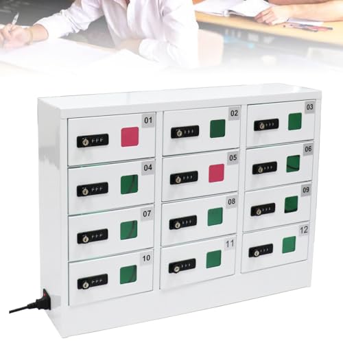 guoyjmm Metallschließfach mit 12 Steckplätzen, Schrank für Handy- und Tablet-Ladestation, abschließbares USB-Ladeschließfach mit 3-in-1-Kabeln und Zwei Entriegelungsmethoden guoyjmm Metallschließfach mit 12 Steckplätzen, Schrank für Handy- und Tablet-Ladestation, abschließbares USB-Ladeschließfach mit 3-in-1-Kabeln und Zwei Entriegelungsmethoden von guoyjmm
