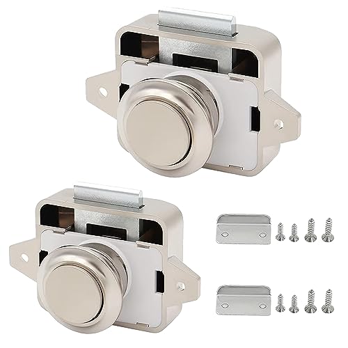 Push Button Catch Door Lock,Taste Catch Lock,Door Verriegelung Schrank Lock Catch Push Lock Button Catch, Cabinet Lock Catch, Keyless Wohnmobil Verriegelung für Wohnmobile (2 Stück cremefarben) von gvivej