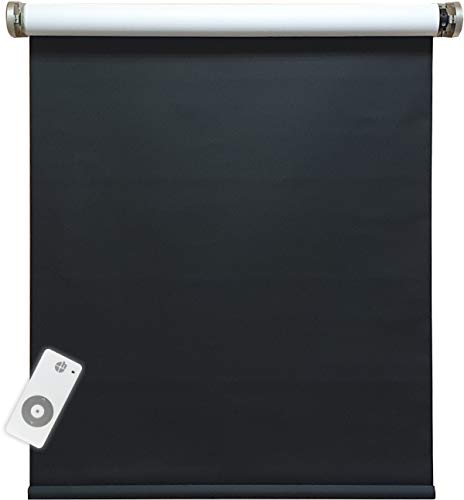 MAßANFERTIGUNG - Elektrisches Verdunklungsrollo, schwarz - Rückseite weiß, 100% Blickdicht,inkl. Motor (Akku) & Sender, (1 ST) von h