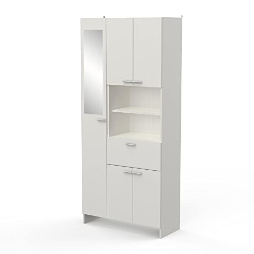 habeig Badschrank Coral weiß Hochschrank Badezimmerschrank Regal Spiegel Hängeschrank (#73 185x82x34cm) von habeig