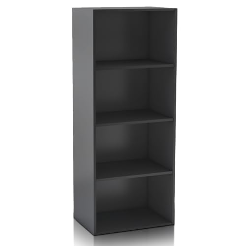 habeig Tube Bücherregal Standregal 4 Fächer Belastung Regalboden 30kg Standregal (42,5 x 106,5 x 29,5 cm schwarz) von habeig