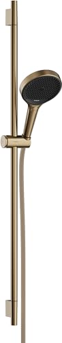 hansgrohe Rainfinity - wassersparendes Duschset (EcoSmart), Sparduschkopf, Brausestange 90cm, Halterung, Designflex Brauseschlauch 160cm, Duschbrause 3 Strahlarten, runde Kopfbrause, Brushed Bronze von hansgrohe