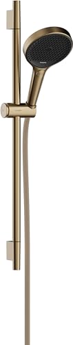 hansgrohe Rainfinity - wassersparendes Duschset (EcoSmart), Sparduschkopf, Brausestange 65cm, Halterung, Designflex Brauseschlauch 160cm, Duschbrause 3 Strahlarten, runde Kopfbrause, Brushed Bronze von hansgrohe