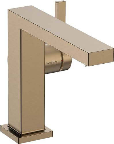 hansgrohe Tecturis E - Waschtischarmatur mit Zugstangen-Ablauf, energiesparend (CoolStart), Wasserhahn Bad mit Auslauf Höhe 110 mm, Mischbatterie Waschbecken wassersparend (EcoSmart+), Brushed Bronze von hansgrohe