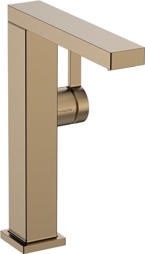 hansgrohe Tecturis E - Waschtischarmatur mit Push-Open Ablauf, energiesparend (CoolStart), Wasserhahn Bad mit Auslauf Höhe 210 mm, Mischbatterie Waschbecken wassersparend (EcoSmart+), Brushed Bronze von hansgrohe