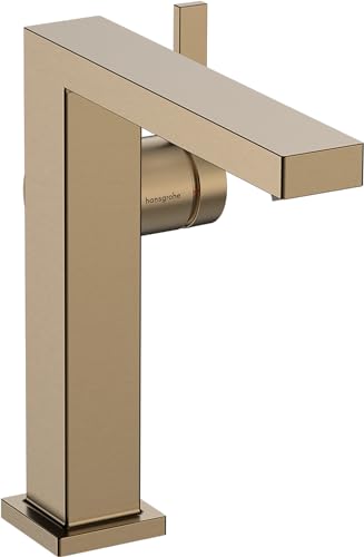 hansgrohe Tecturis E - Waschtischarmatur mit Push-Open Ablauf, energiesparend (CoolStart), Wasserhahn Bad mit Auslauf Höhe 150 mm, Mischbatterie Waschbecken wassersparend (EcoSmart+), Brushed Bronze von hansgrohe